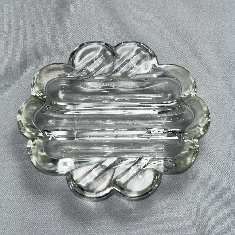 Vintage Glass Ashtray MCM Safex Clear Thick Glass 4” X 3.5”